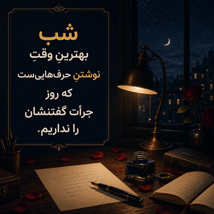 اشعار شب؛ مجموعه 50 شعر عاشقانه، دلتنگی و تنهایی شبانه 2 عکس نوشته شعر عاشقانه شب