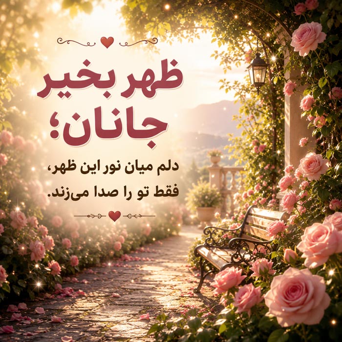 عکس نوشته ظهر بخیر برای همسر