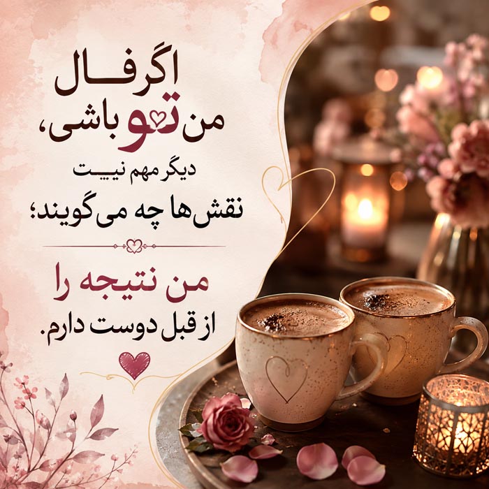 عکس نوشته عاشقانه فال قهوه با مضمون عشق