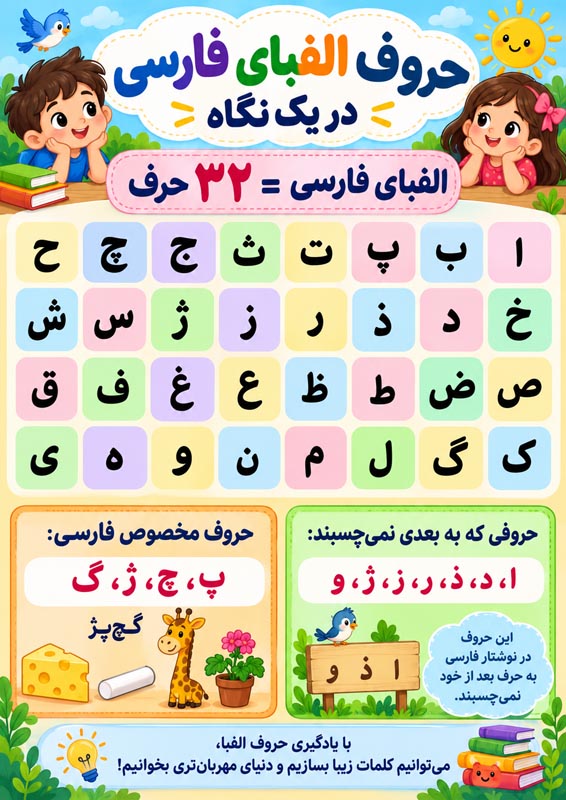 حروف الفبای فارسی + تعداد حروف و آموزش حروف الفبای فارسی و انگلیسی 2 حروف الفبای فارسی + تعداد حروف و آموزش حروف الفبای فارسی و انگلیسی