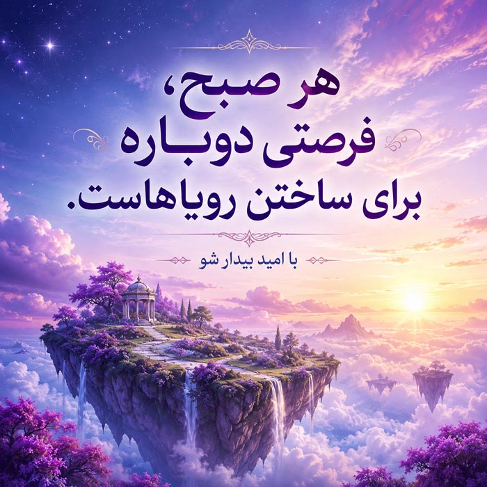 جملات انگیزشی صبحگاهی زیبا با متن های خاص صبح بخیر با انرژی و شاد 6 عکس نوشته شروع دوباره در صبح