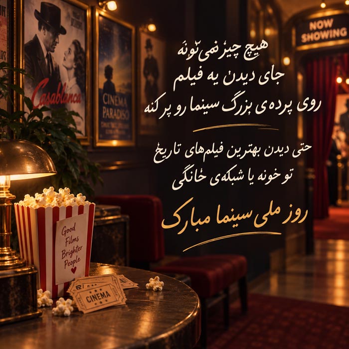 جملات زیبای تبریک روز سینما / 40 متن زیبای سینمایی به همراه عکس نوشته