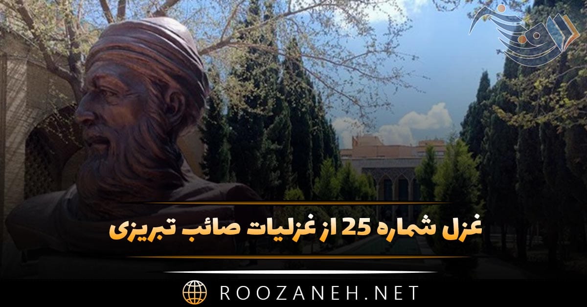 غزل شماره ۲۵ از غزلیات صائب تبریزی؛ نیست سنگِ کم اگر در پلهٔ میزان ترا 1 غزل شماره ۲۵ از غزلیات صائب تبریزی؛ نیست سنگِ کم اگر در پلهٔ میزان ترا