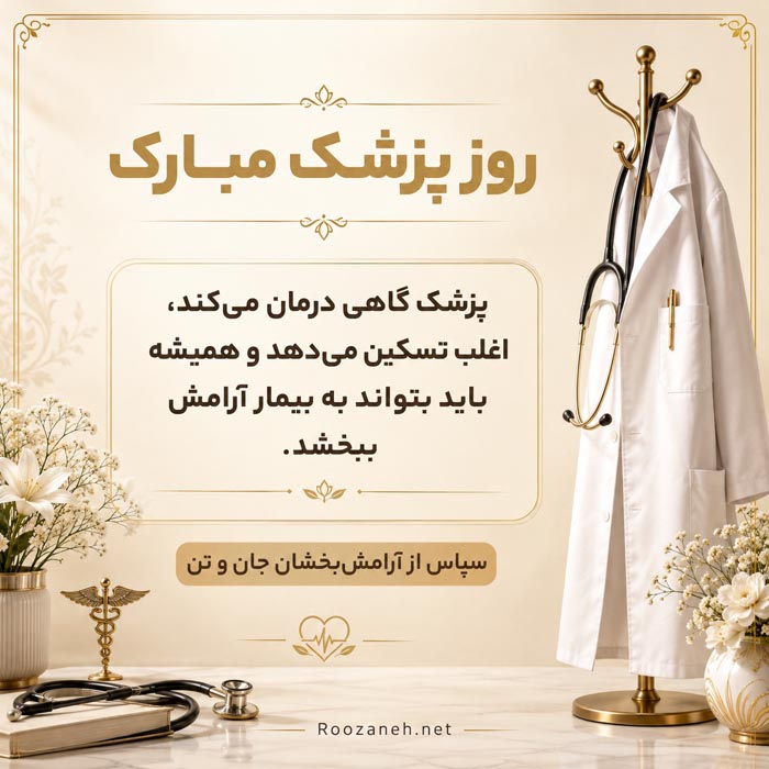 جملات تبریک روز پزشک ۱۴۰۵ با متن رسمی و ادبی زیبا با عکس نوشته 10 جمله صمیمانه برای تبریک روز پزشک به دوست و آشنا