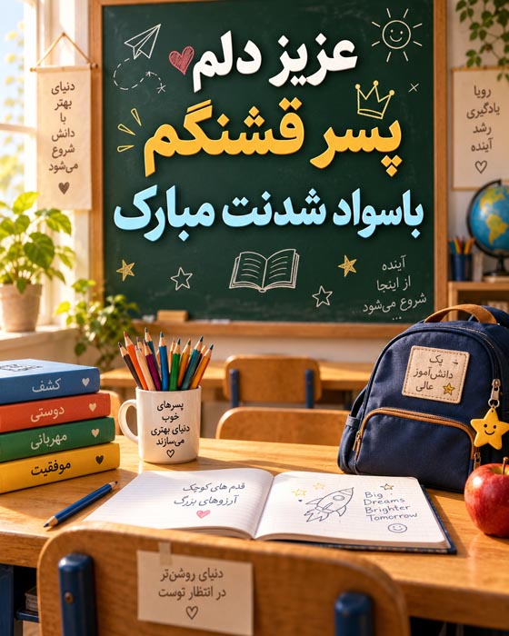 متن زیبا برای کلاس اول پسرم؛ جملات درباره خوشبختی و موفقیت فرزندم 5 متن احساسی روز اول مدرسه برای پسرم