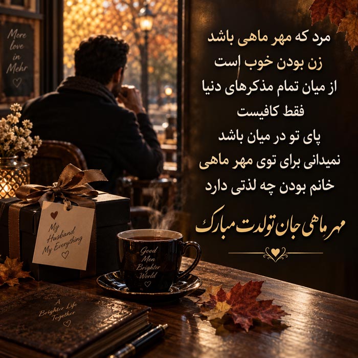 عکس نوشته تبریک تولد همسر مهر ماهی 3