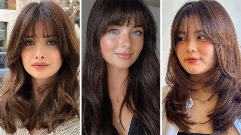 مدل مو چتری دخترانه برای صورت گرد (شیک ترین مدل های چتری) 3 چتری لایه دار بلند