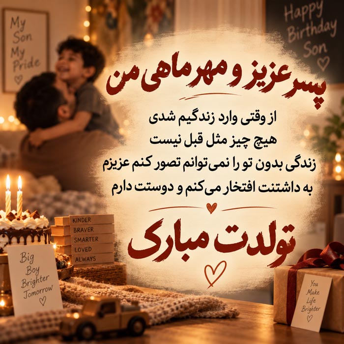 تبریک تولد پسر مهر ماهی / 40 متن صمیمانه پسرم تولدت مبارک متواد مهر 5 عکس نوشته تبریک تولد پسر مهر ماهی 5
