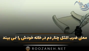 معنی ضرب المثل چنار دم در خانه خودش را نمی بیند (کاربرد و حکایت) ضرب المثل چنار دم در خانه خودش را نمی بیند