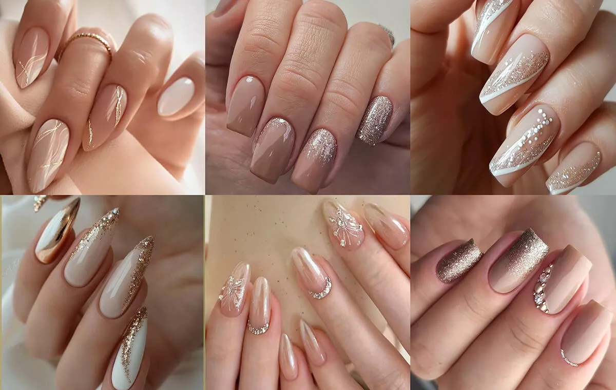 انواع مدل ناخن عروس؛ ۱۷ مدل جذاب و طرح ناخن شیک عروس خانم 4 bridal nail design 6 1