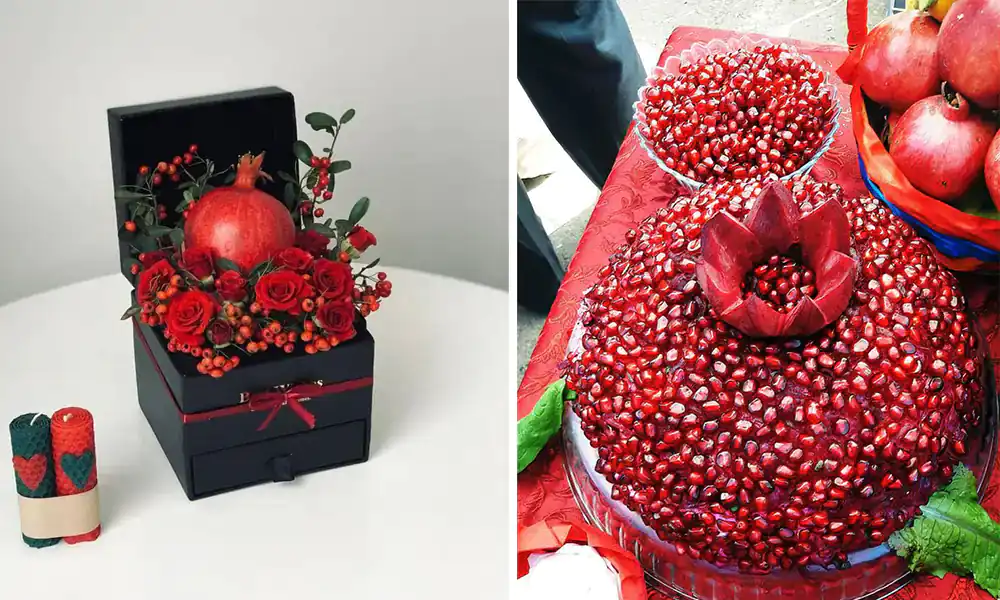 ۲۰ ایده تزیین انار شب یلدا (تصاویر زیبا و جذاب از تزیینات انار) 5 tazeen anar shab yalda aroos 1