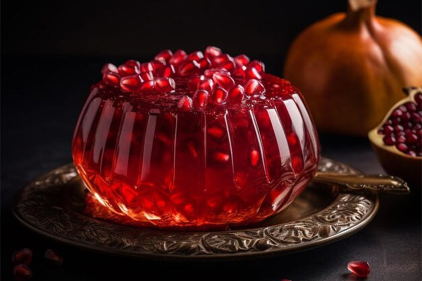 ۲۰ ایده تزیین انار شب یلدا (تصاویر زیبا و جذاب از تزیینات انار) 8 تهیه ژله انار برای شب یلدا