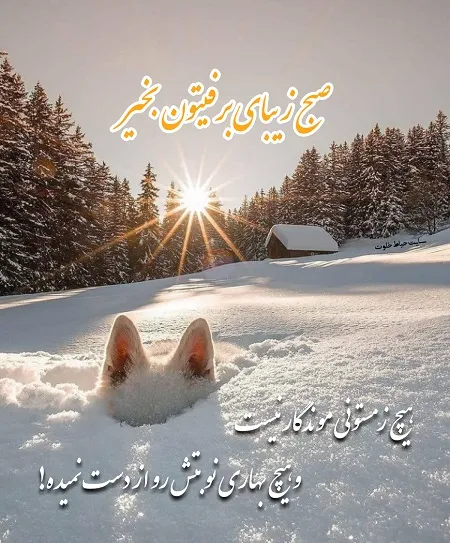 عکس نوشته صبح برفیتون بخیر به همراه متن های کوتاه و زیبا 3 عکس نوشته صبح برفیتون بخیر