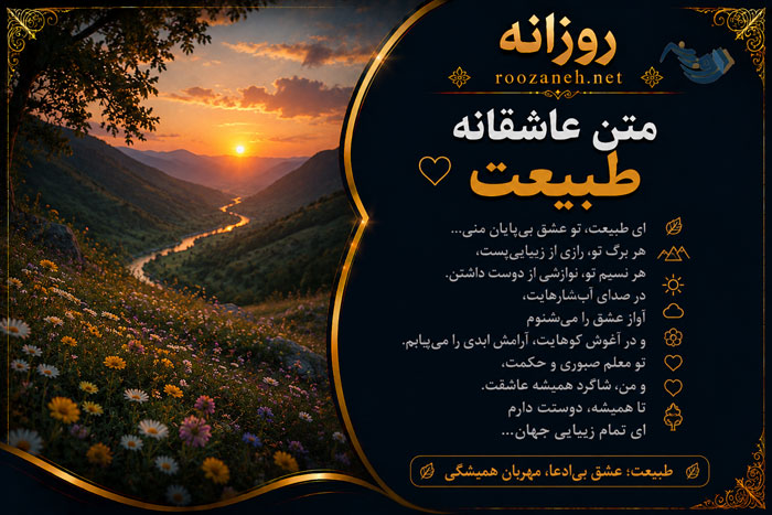 متن عاشقانه طبیعت / جملات آرامش‌بخش درباره طبیعت و عشق