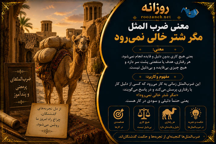 معنی ضرب المثل مگر شتر خالی نمیرود به همراه تفسیر، انشا و داستان 1 معنی ضرب المثل مگر شتر خالی نمیرود به همراه تفسیر، انشا و داستان