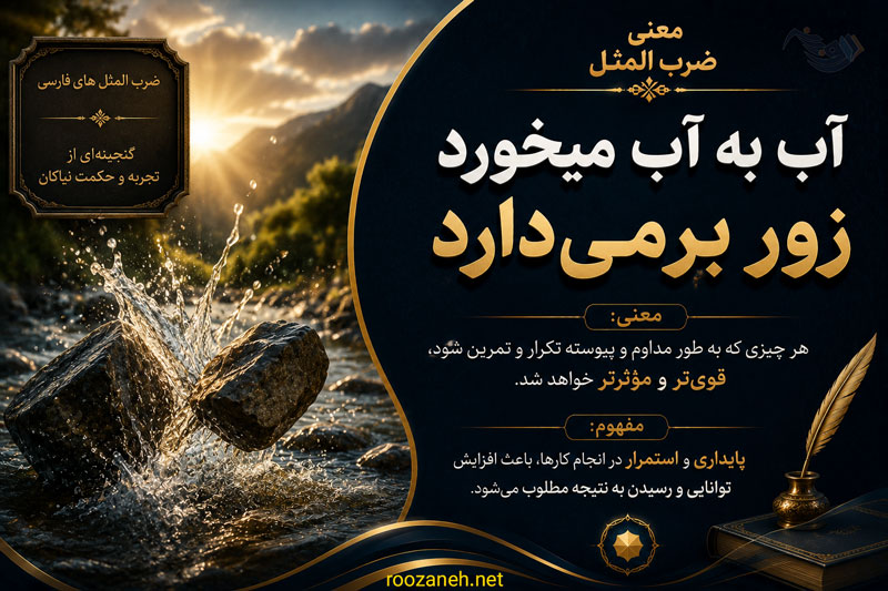 معنی ضرب المثل آب به آب میخورد زور برمیدارد (انشا، داستان و مفاهیم) 1 معنی ضرب المثل آب به آب میخورد زور برمیدارد (انشا، داستان و مفاهیم)