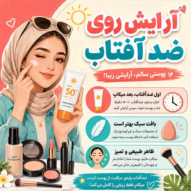 چرا آرایش روی ضدآفتاب می‌ماسد؟