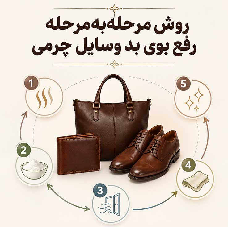 رفع بوی بد وسایل چرمی؛ بهترین روشهای خانگی و اصولی برای از بین بردن بوی چرم 5 روش مرحلهبهمرحله رفع بوی بد وسایل چرمی