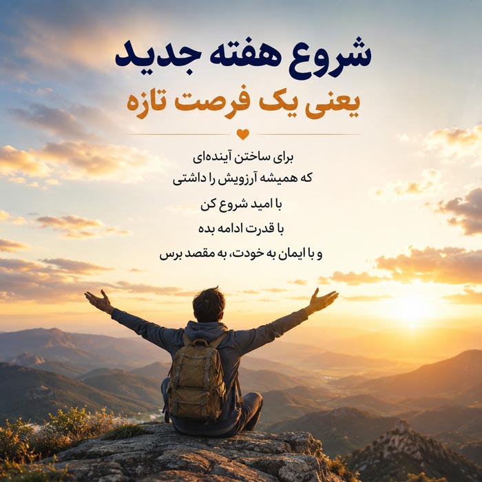 عکس نوشته شروع هفته پرانرژی؛ ۱۰۰ متن انگیزشی و زیبا 4 جمله انرژی مثبت برای شروع هفته