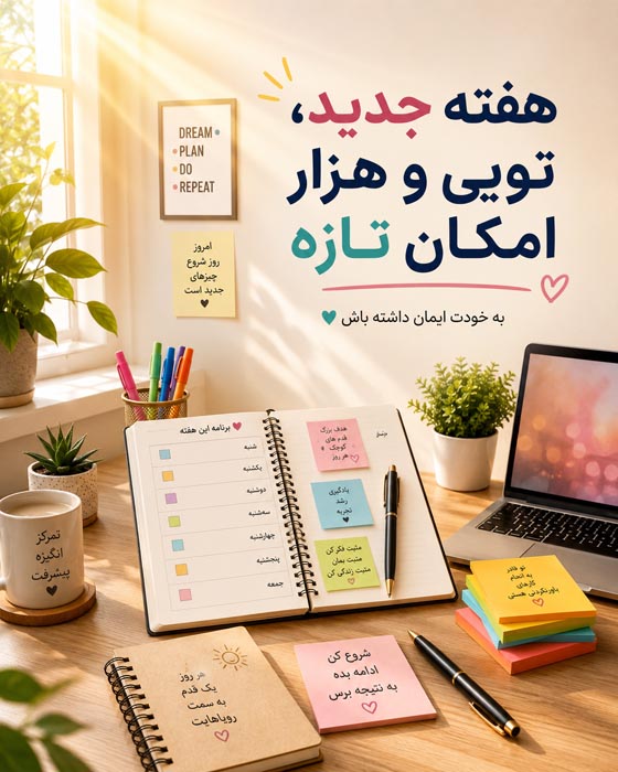 عکس نوشته شروع هفته پرانرژی؛ ۱۰۰ متن انگیزشی و زیبا 1 عکس نوشته شروع هفته پر انرژی