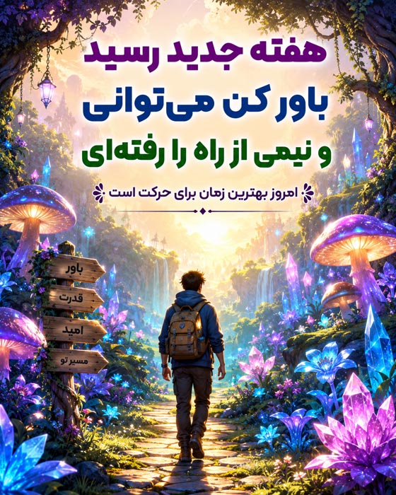عکس نوشته شروع هفته پرانرژی؛ ۱۰۰ متن انگیزشی و زیبا 6 متن زیبا برای آغاز پرانرژی هفته