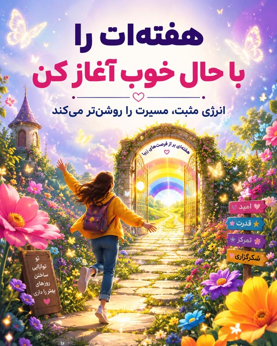 عکس نوشته شروع هفته پرانرژی؛ ۱۰۰ متن انگیزشی و زیبا 10 متن مثبت برای صبح اولین روز هفته