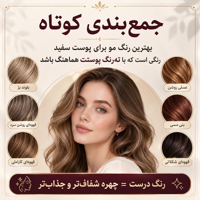 راهنمای انتخاب رنگ مو برای پوست سفید؛ بهترین رنگ براساس تهرنگ و چشم 2 جدول انتخاب رنگ مو مناسب پوست روشن و سفید