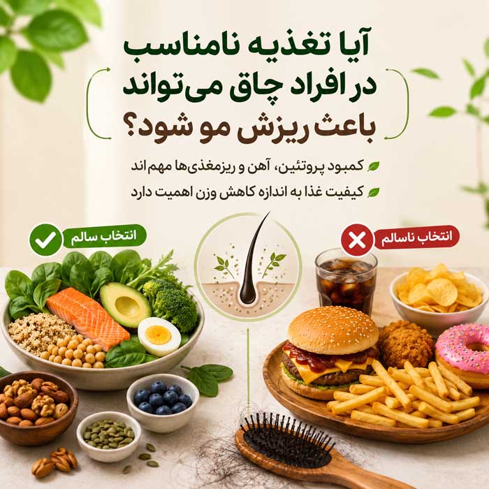 آیا تغذیه نامناسب در افراد چاق می‌تواند باعث ریزش مو شود؟