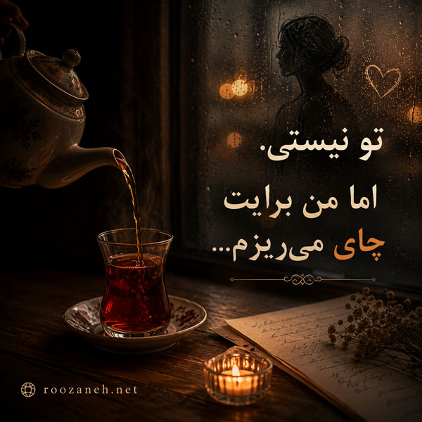 عکس نوشته قشنگ چای برای استوری