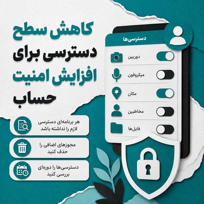 فیشینگ چیست؟؛ انواع ایمیل، پیامک و درگاه جعلی؛ نشانههای خطر و اقدامات فوری پس از حمله 10 محدود کردن سطح دسترسی
