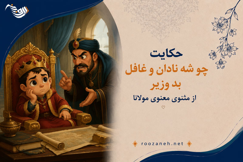 حکایت همچو شه نادان و غافل بد وزیر از مثنوی معنوی مولانا به همراه تفسیر و داستان 1 حکایت همچو شه نادان و غافل بد وزیر از مثنوی معنوی مولانا به همراه تفسیر و داستان