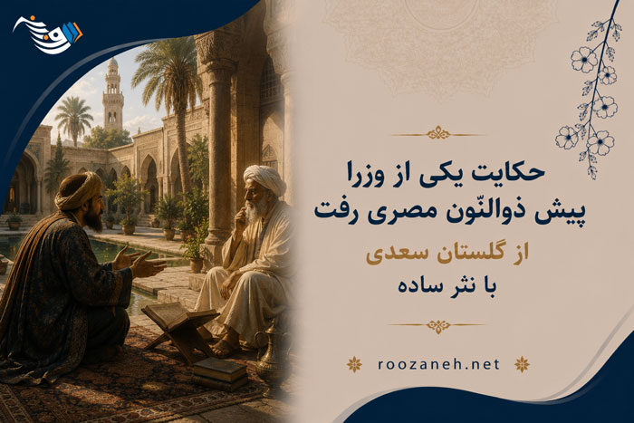 حکایت یکی از وزرا پیش ذوالنّون مصری رفت از گلستان سعدی با نثر ساده 1 حکایت یکی از وزرا پیش ذوالنّون مصری رفت از گلستان سعدی با نثر ساده