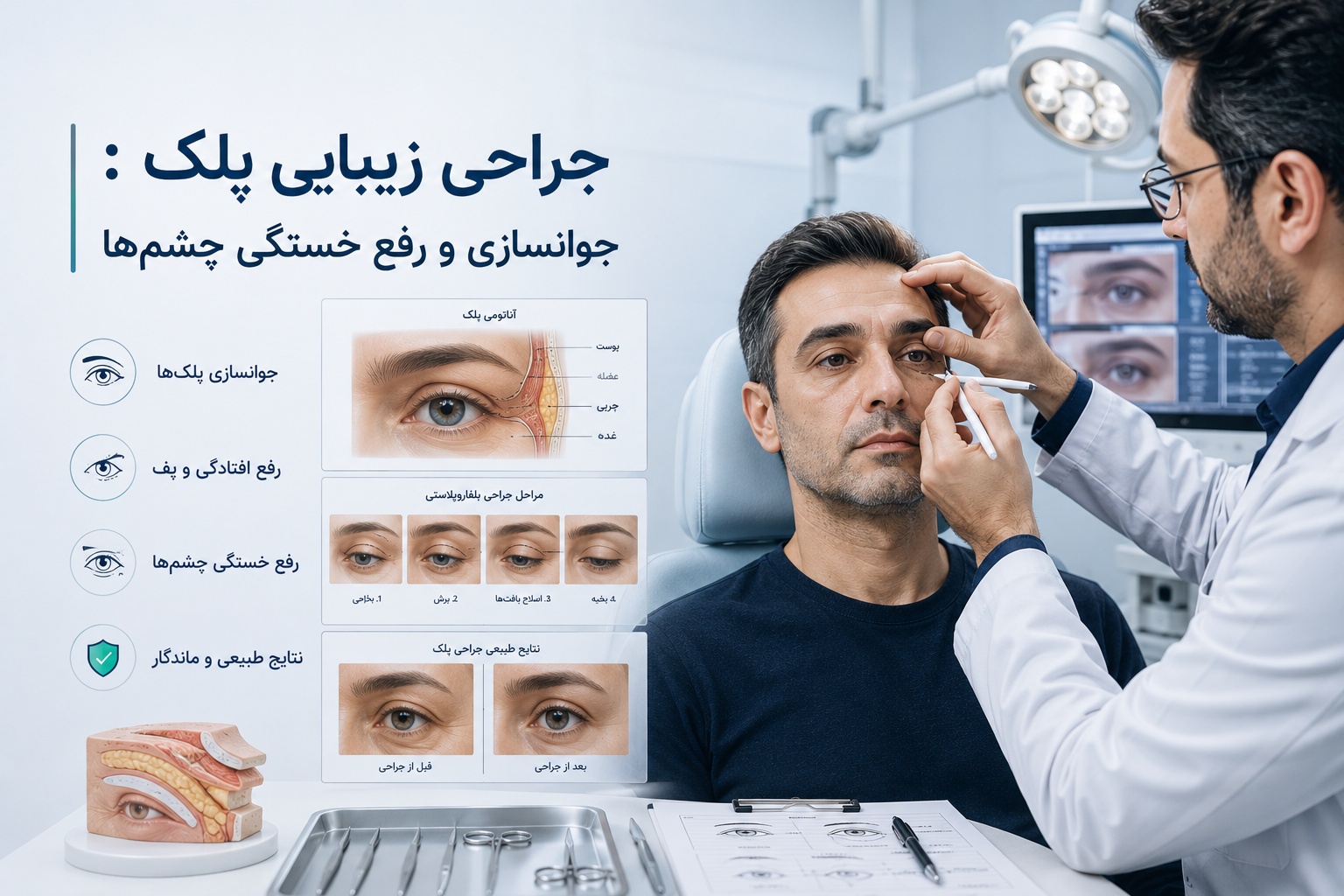محبوبترین عملهای زیبایی در ایران 3 جراحی زیبایی پلک : جوانسازی و رفع خستگی چشمها