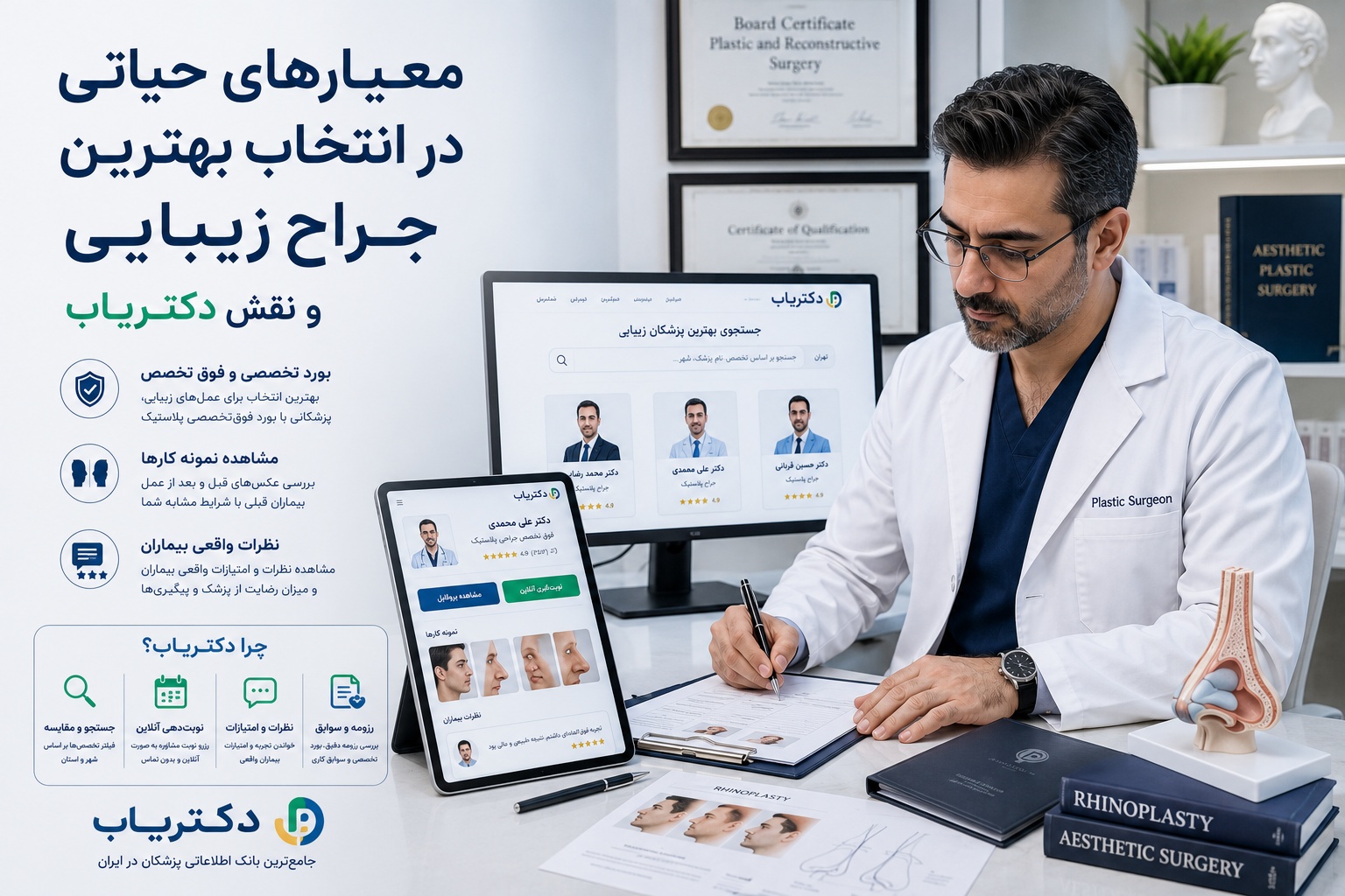 محبوبترین عملهای زیبایی در ایران 4 معیارهای حیاتی در انتخاب بهترین جراح زیبایی و نقش دکتریاب