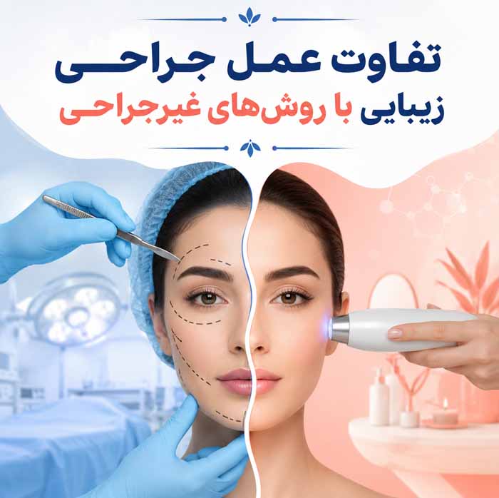 انواع جراحی زیبایی صورت و بدن؛ معرفی ۳۲ عمل رایج؛ کاربردها، عوارض و مراقبتهای دوره نقاهت 9 تفاوت عمل جراحی زیبایی با روشهای غیرجراحی