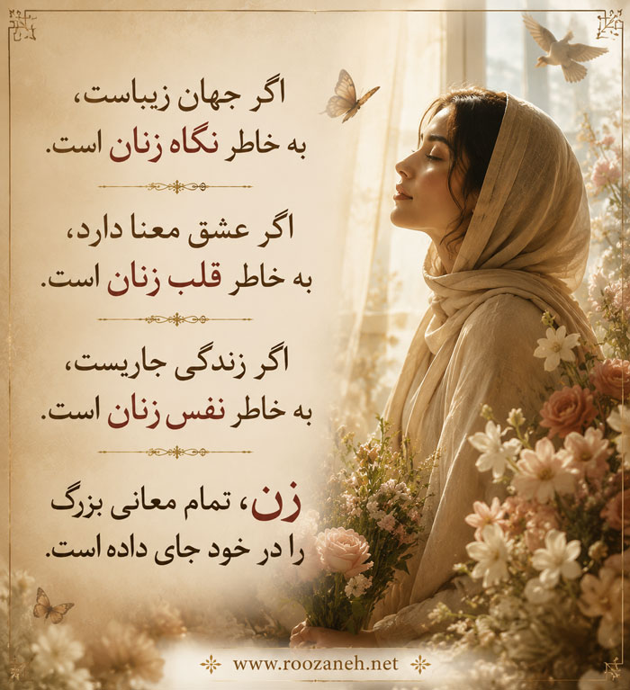 متن تعریف و تمجید از زن؛ جملات زیبای تعریف از همسر، خواهر، دخترم و مادر 2 جملات تمجید از مقام زن