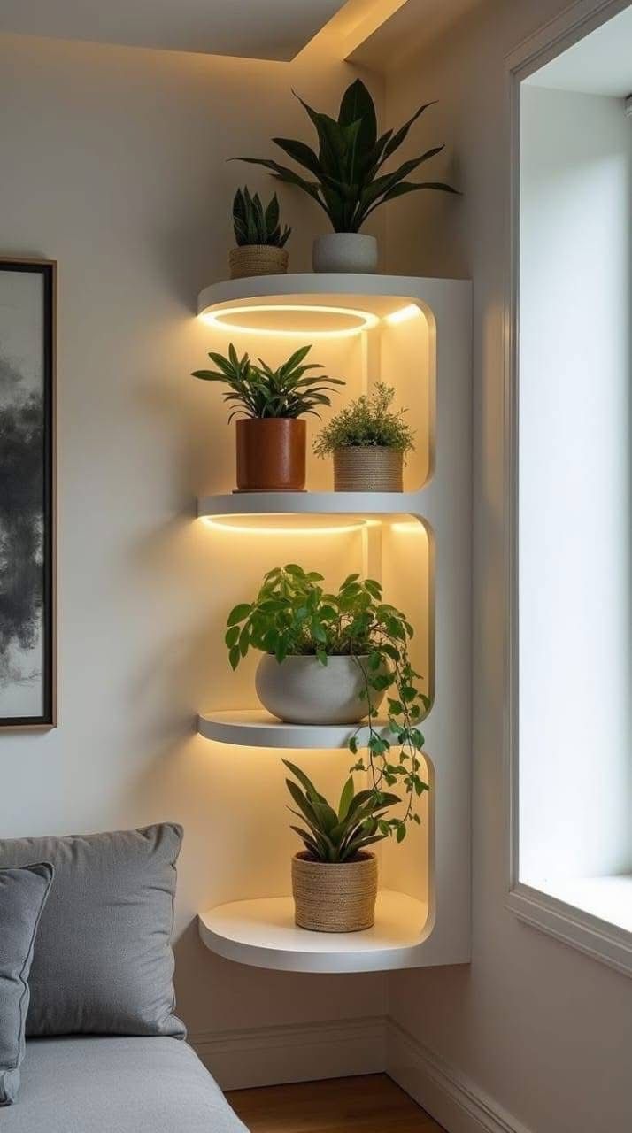 ۲۸ مدل استند گل چوبی و فلزی جدید برای پذیرایی و خانههای کوچک 9 استند گل چوبی چند طبقه جدید