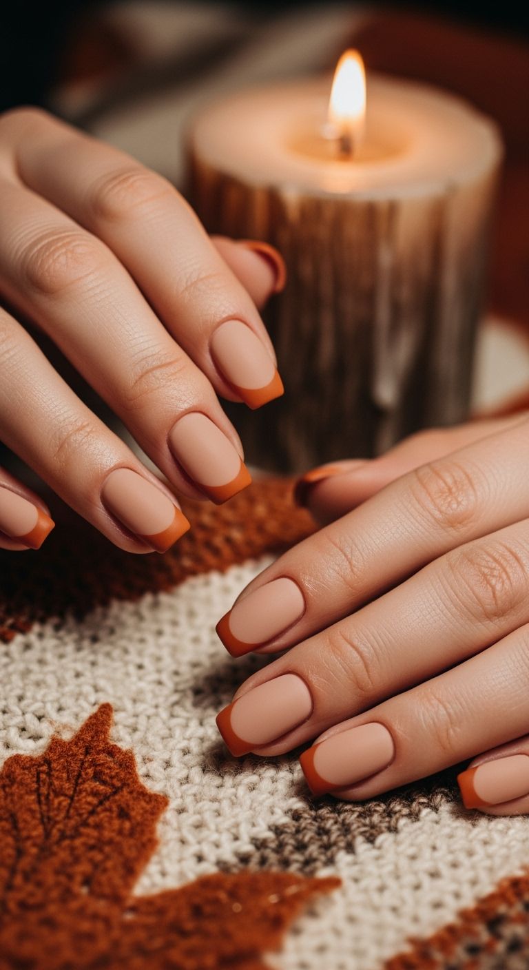 طرح ناخن پاییزی ساده با رنگ‌های عمیق