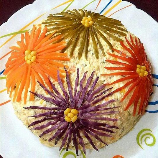 تزیین سالاد الویه؛ 100 ایده برای تولد، مدرسه و مهمانی 12 تزیین فانتزی سالاد الویه برای جشن تولد کودکان؛ مدل 13