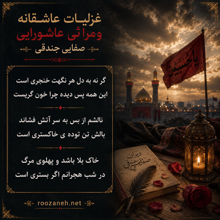 غزلیات عاشقانه و مراثی عاشورایی صفایی جندقی | اشعار عاشقانه و ناب شاعر دوره قاجار 4 اشعار منتخب صفایی جندقی