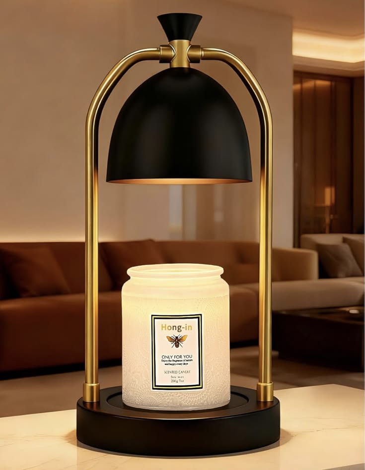 چراغ گرم‌کن شمع گنبدی مشکی و طلایی