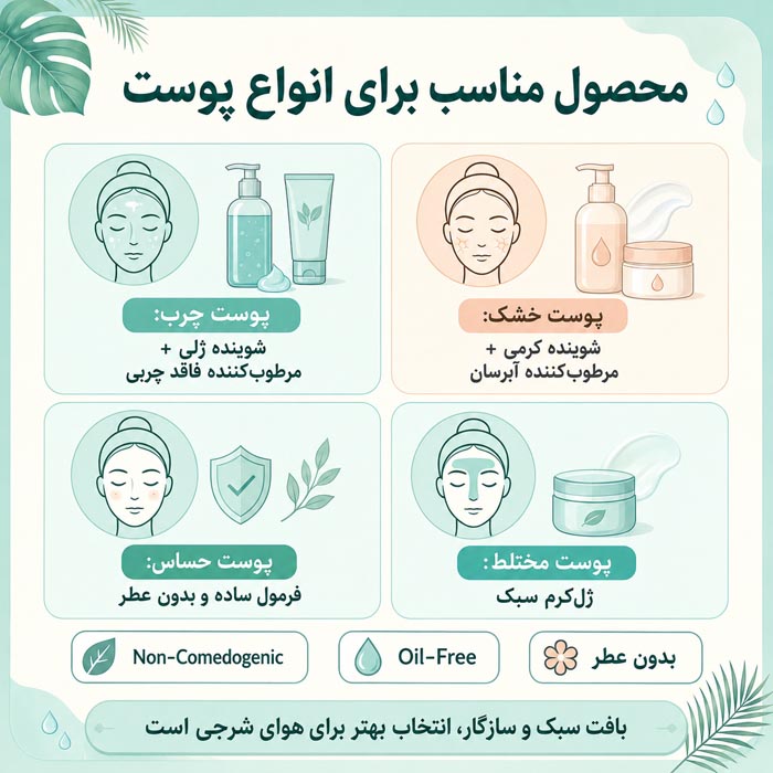 راهنمای کامل مراقبت از پوست در هوای مرطوب و شرجی؛ روتین صبح و شب 6 محصول مناسب برای انواع پوست