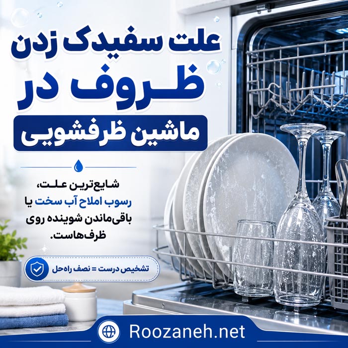 علت سفیدک زدن ظروف در ماشین ظرفشویی چیست؟ بررسی دلایل و روشهای رفع آن 4 لکه و کدری سفید روی لیوان و ظروف شسته شده