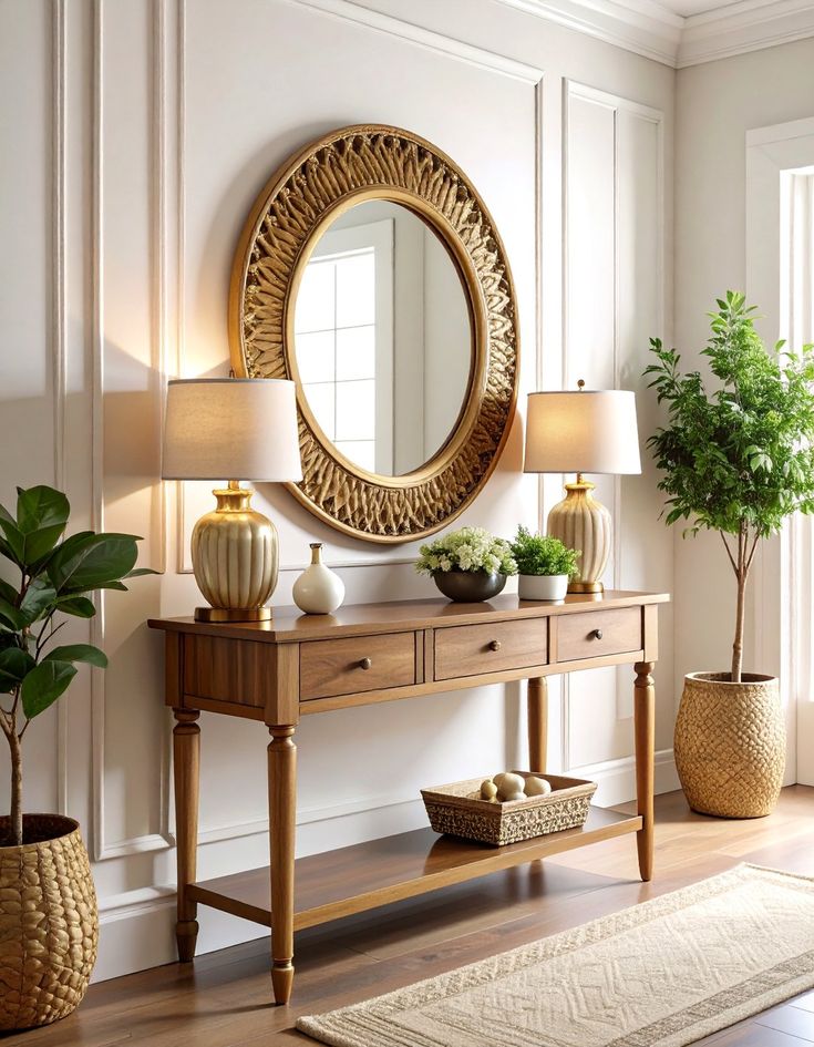 مدل کنسول وینتیج شیک؛ ۲۴ ایده جذاب برای آپارتمان مدرن 19 چیدمان کنسول وینتیج در ورودی خانه