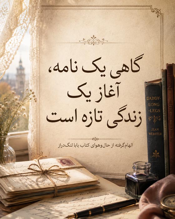 جمله‌ای از کتاب بابا لنگ دراز درباره نامه و آغاز زندگی تازه