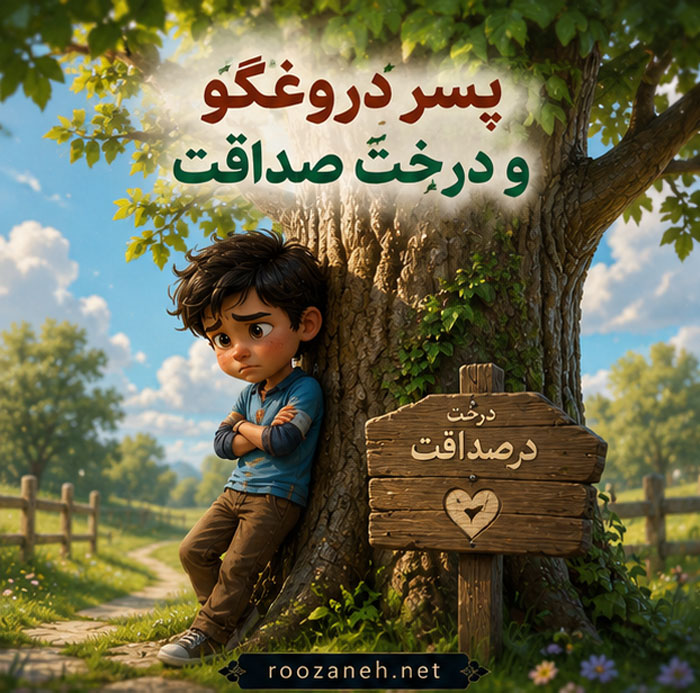 قصه های آموزنده برای کودکان | داستانهای پندآمیز و اخلاقی برای رشد شخصیت کودکان 2 «پسر دروغگو و درخت صداقت»