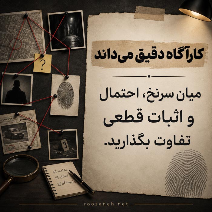 ۲۴ معمای انتخابی کارآگاهی؛ شما کارآگاه داستان هستید 7 تفاوت میان سرنخ، احتمال و اثبات قطعی برای یک کارآگاه دقیق
