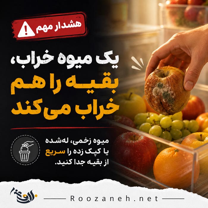 جدا کردن سریع میوه خراب و کپک زده از میوه های سالم داخل یخچال