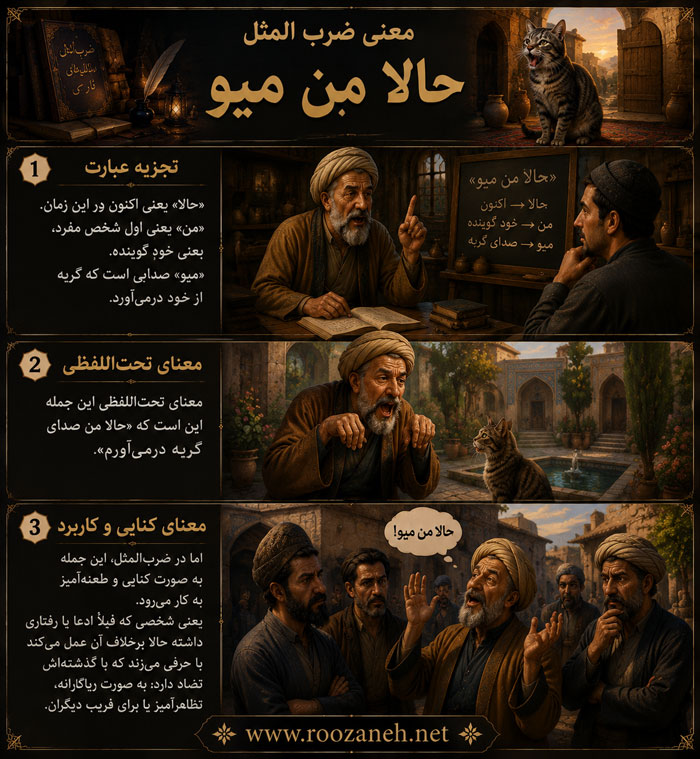 معنی ضرب المثل حالا من میو / معنی لغوی، ریشه داستان و انشا 2 تفسیر و تحلیل