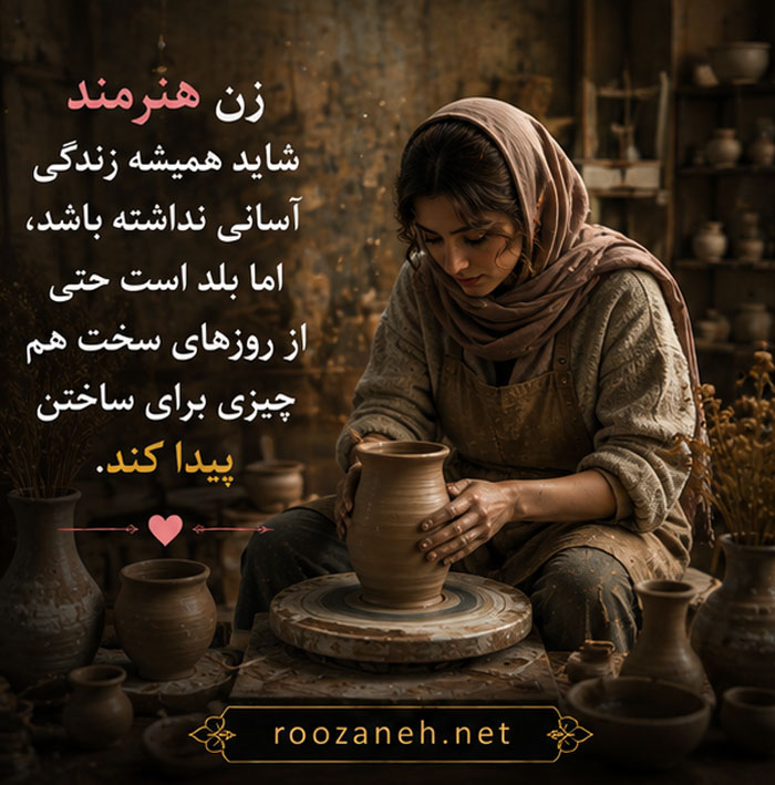 متن درباره زن هنرمند (جملات زیبا و ستایشآمیز برای زنان خلاق و هنرمند) 4 متن هنری درباره زن هنرمند